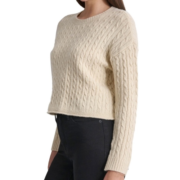 DKNY Beige Vanilla Bean Color Cable Knit Sweater - Picture 6 of 7